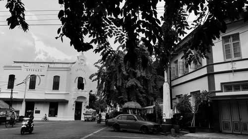 Cars parked in front of building