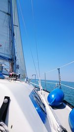 Cropped image of sailboat against clear sky