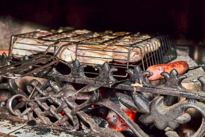 Close-up of rusty machine