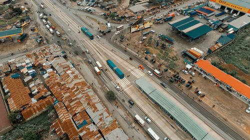 High angle view of city street