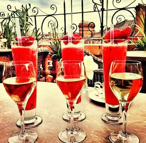 Close-up of served drink on table