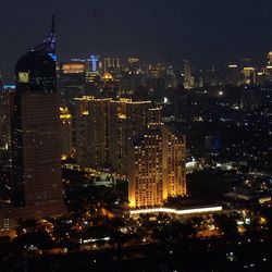 Illuminated cityscape at night