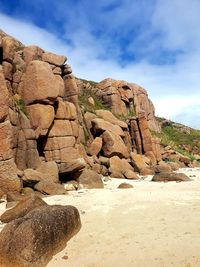 Rock formation on land against sky