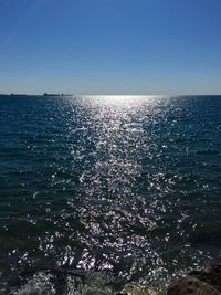 Scenic view of sea against clear sky