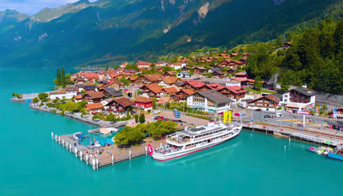 High angle view of buildings in city