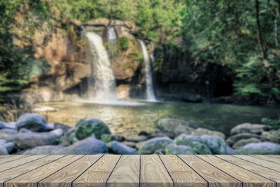 Scenic view of waterfall in forest