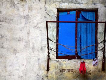 Clothes hanging on window