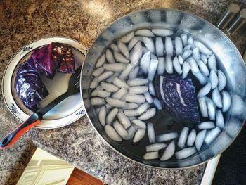 High angle view of food in bowl