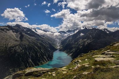 Scenic view of mountains against sky