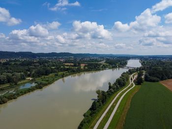 High angle view of landscape against sky