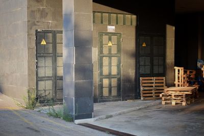 Closed door of building