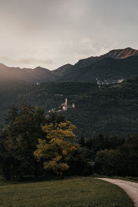 Scenic view of landscape against sky during autumn