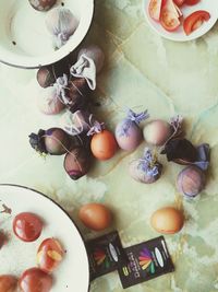 High angle view of fruits on table