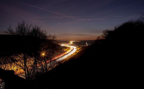 Blurred motion of trees at night