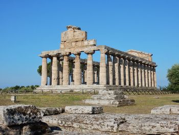 Old ruins of temple against clear sky