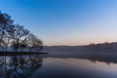 Scenic view of lake against clear sky