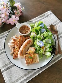 High angle view of food on table