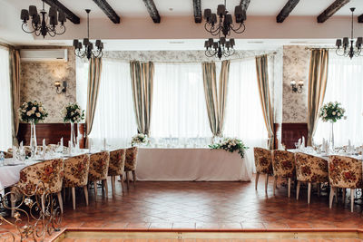 Empty chairs and table at home