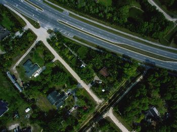 High angle view of road in city