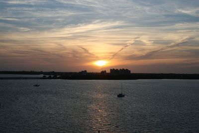 Scenic view of sea against sky during sunset