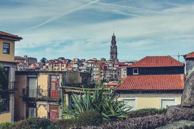 High angle view of townscape against sky