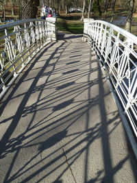High angle view of footbridge over footpath