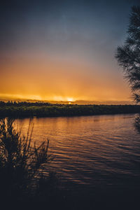 Scenic view of sea during sunset