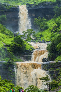 Scenic view of waterfall