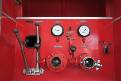 Close-up of red telephone booth