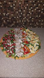 High angle view of vegetables on table