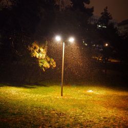 Illuminated street light at night