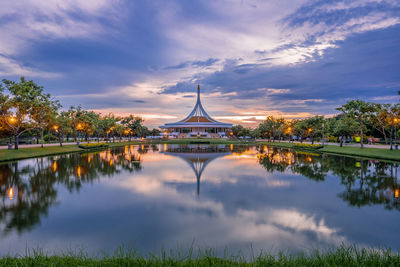 Pavilion at public park on sunset or evening time bangkok, thailand