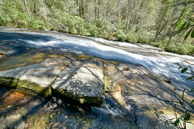 River flowing through rocks in forest