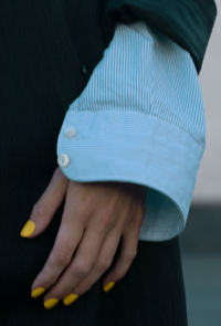 Close-up of woman holding hands