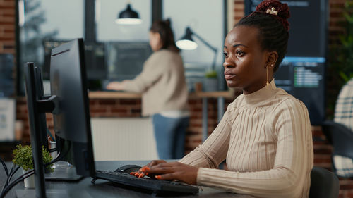 Businesswoman working at office