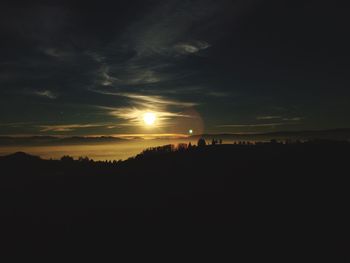 Scenic view of silhouette landscape against sky during sunset