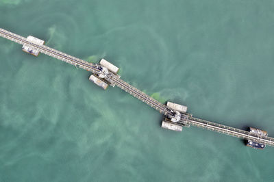 High angle view of bridge over sea
