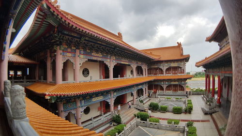 Panoramic view of temple building against sky