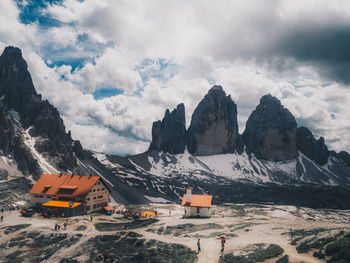 Tre cime di lavaredo moody scenery with clouds