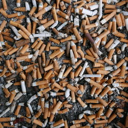Full frame shot of cigarette butts