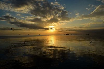 Scenic view of sunset over sea