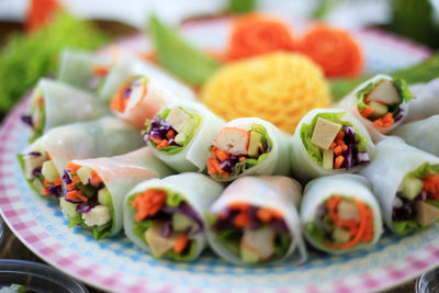 Close-up of chopped fruits in bowl