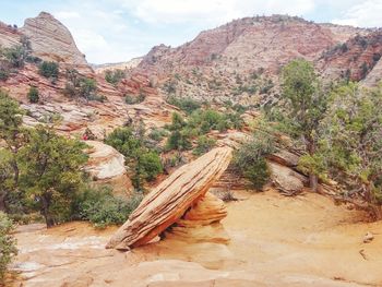 Scenic view of rocky mountains against sky