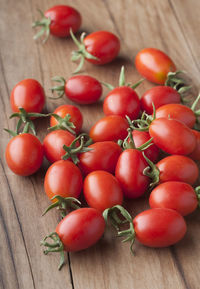 High angle view of tomatoes on table