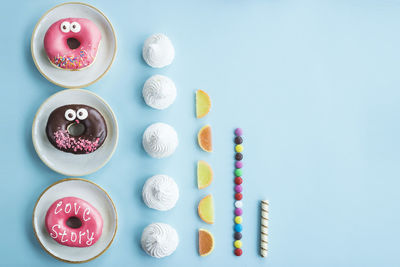 Close-up of multi colored candies on table