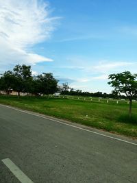 Road by landscape against sky