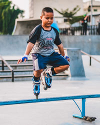 Full length of a boy jumping