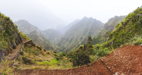 Scenic view of mountains against sky