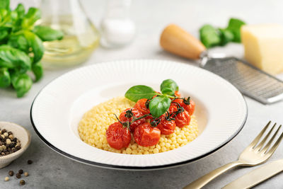 Close-up of food in plate on table