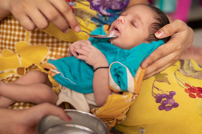 Midsection of girl playing with toy